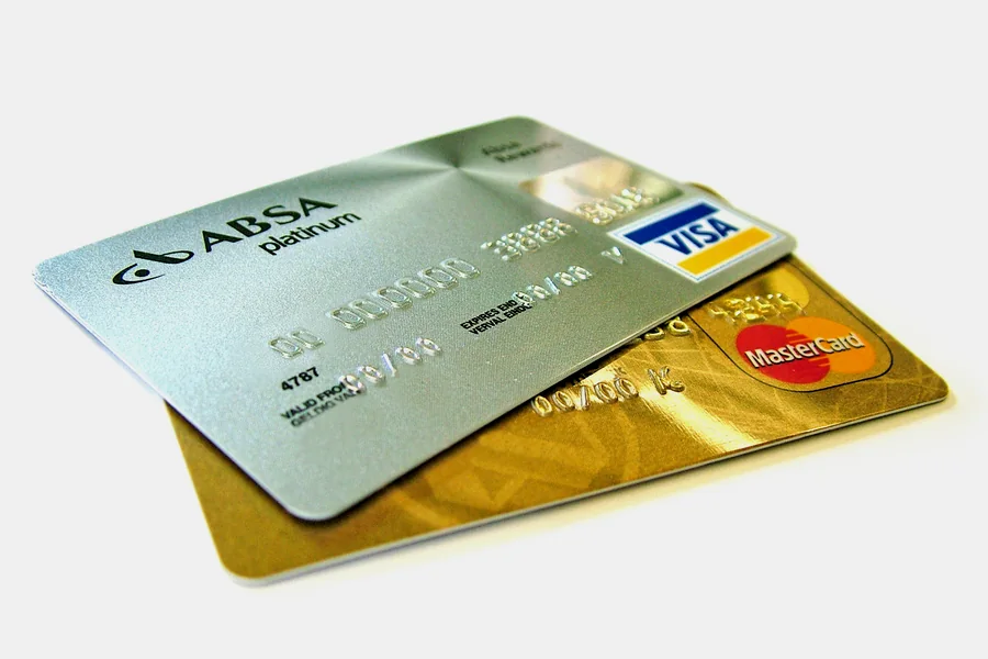 Two bank cards, the kind a deposit page asks you for